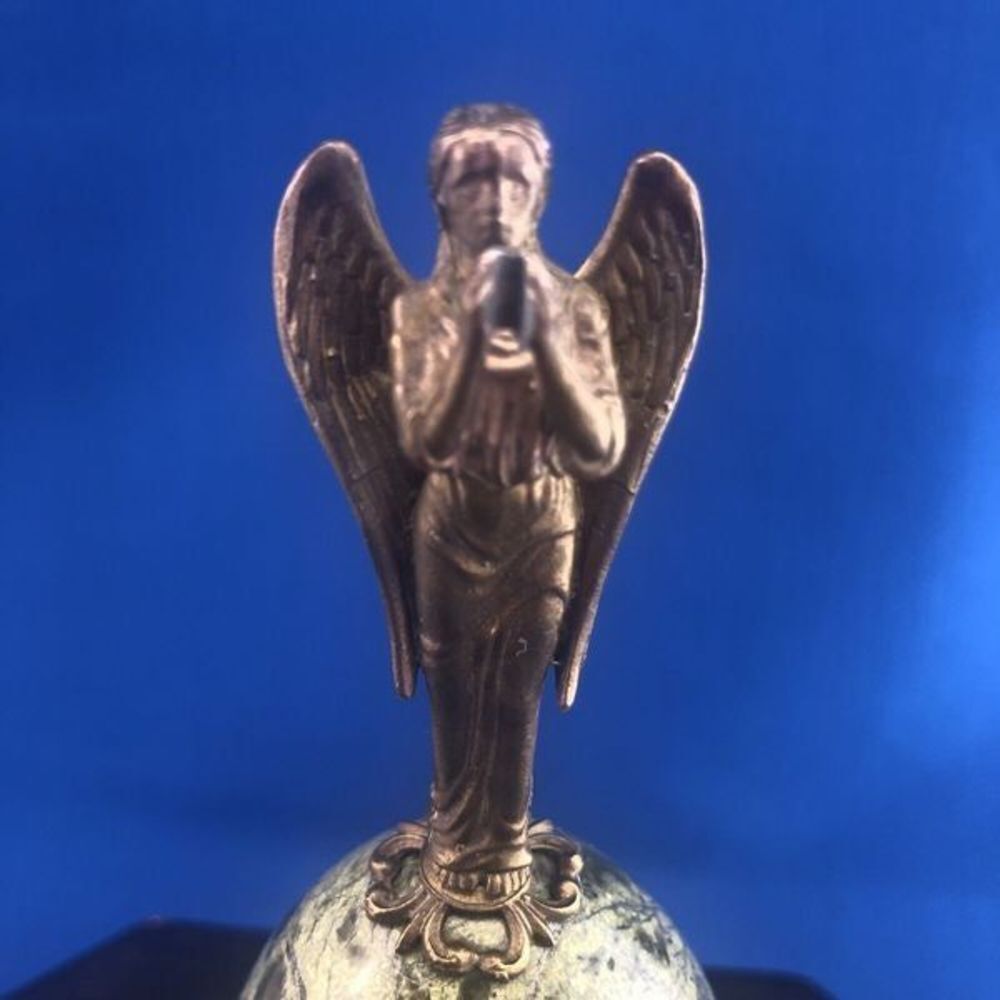 Green Marvel Egg With Brass Angel On Top - Picture 7 of 10